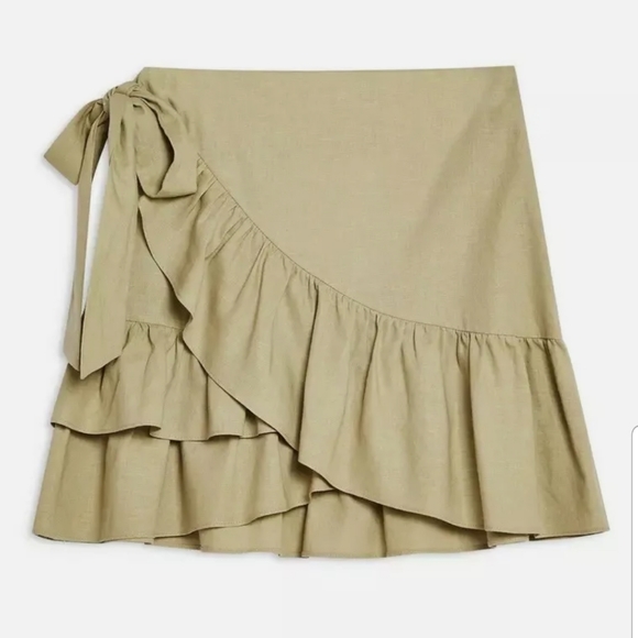 NWT Topshop Waist Tie Ruffle Tiered Mini Skirt - Picture 2 of 6